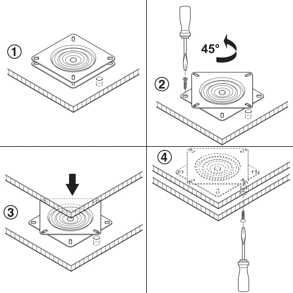 Hafele 646.14.062 Chair/Stool Turntable with 360° Rotation 160x160x19mm Hafele