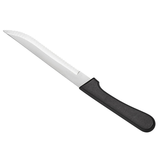 Choice 4¾" Stainless Steel Steak Knifes, Black Handle and Pointed Tip - 12 Pack