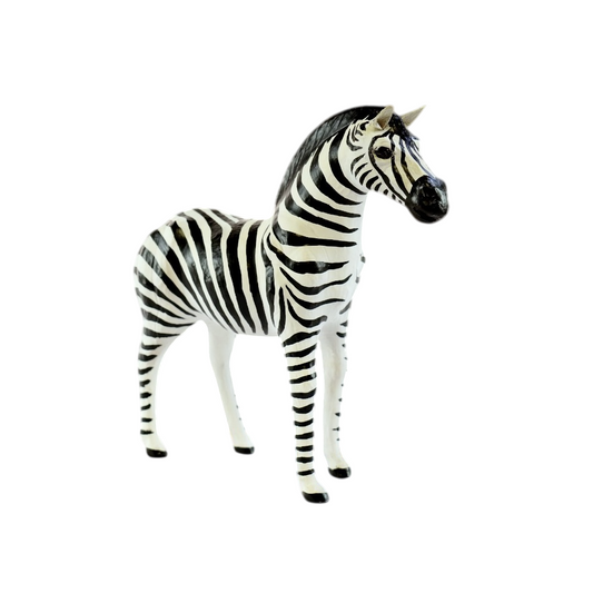Zebra Handmade Painted Leather Statue