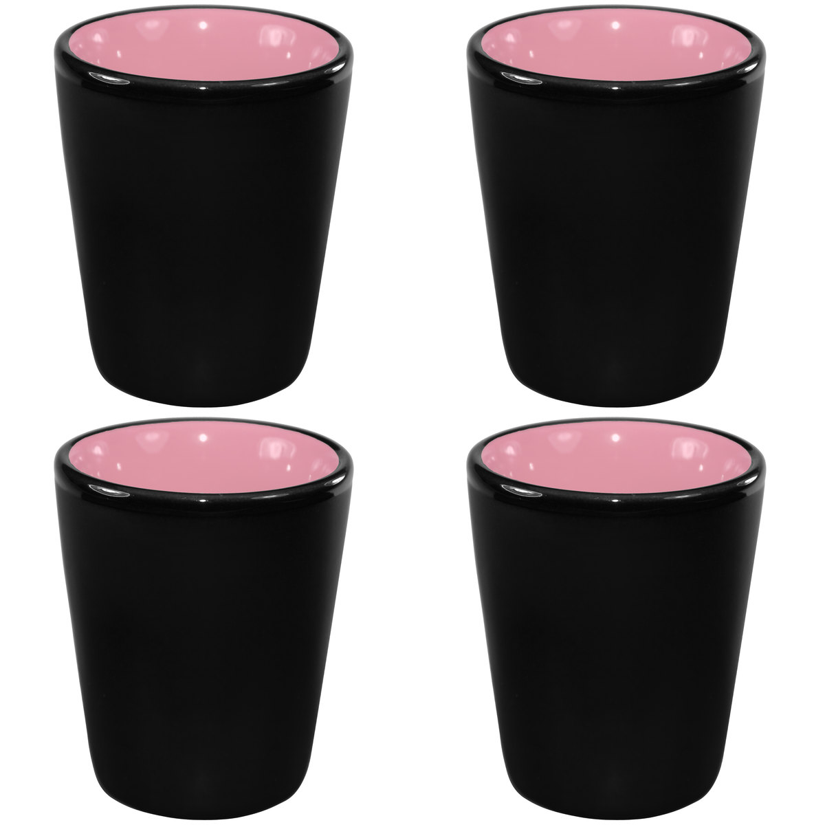 Pink-In Black-Out Stoneware Shot Glass 1.5 oz. ♡ Set of 4