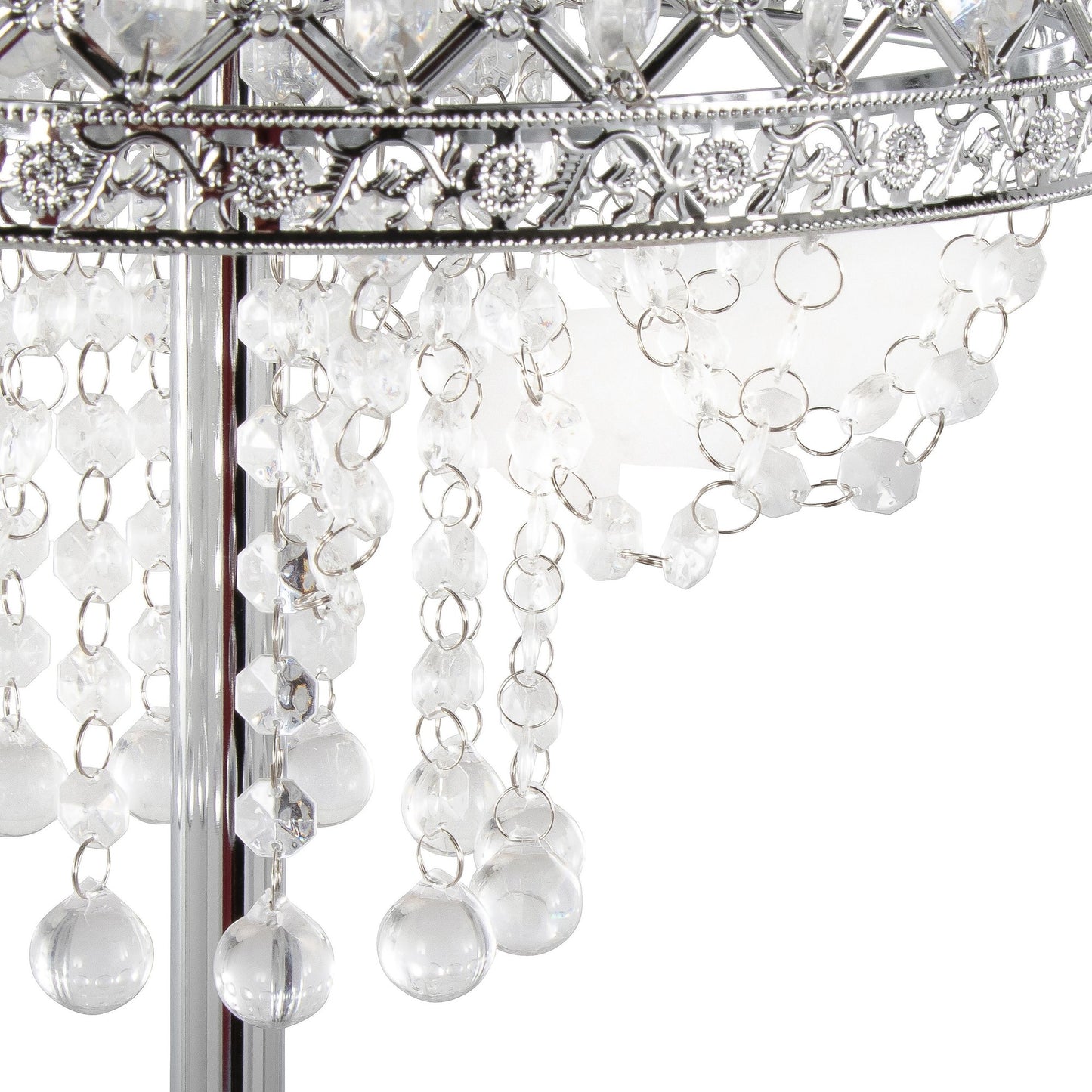Sleek 60" Contemporary Metal Floor Lamp in Polished Chrome and Clear Crystals