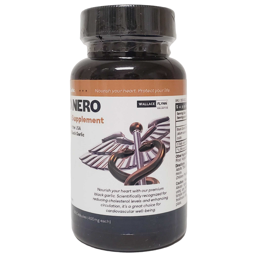 Aglio Nero Black Garlic Supplement, 400mg, 60 ct. Pro Grade Antioxidant