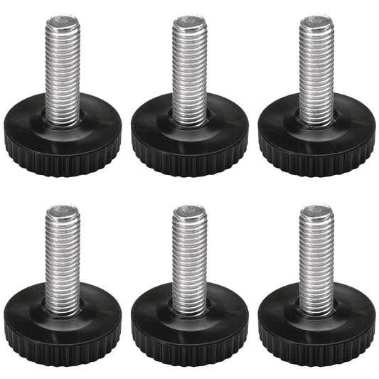 M10 Base Leveler with Steel Threaded Shaft and Black Nylon Base, Set of 6