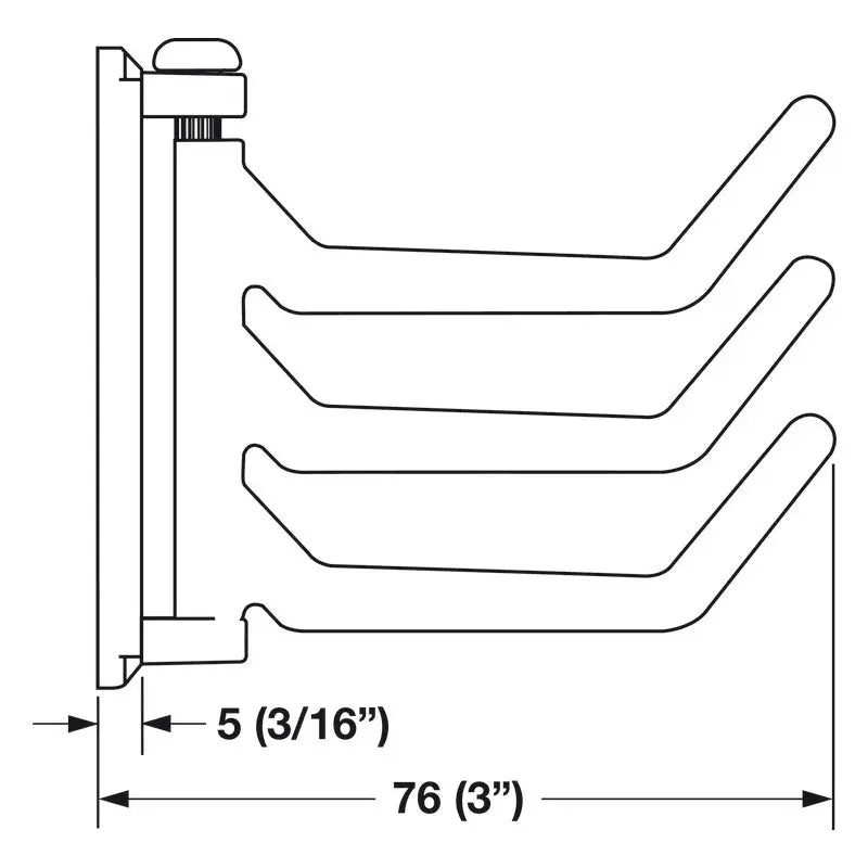 Hafele 843.64.800 Wall Mounted Polished Brass 3 Hook Coat Hanger Hafele