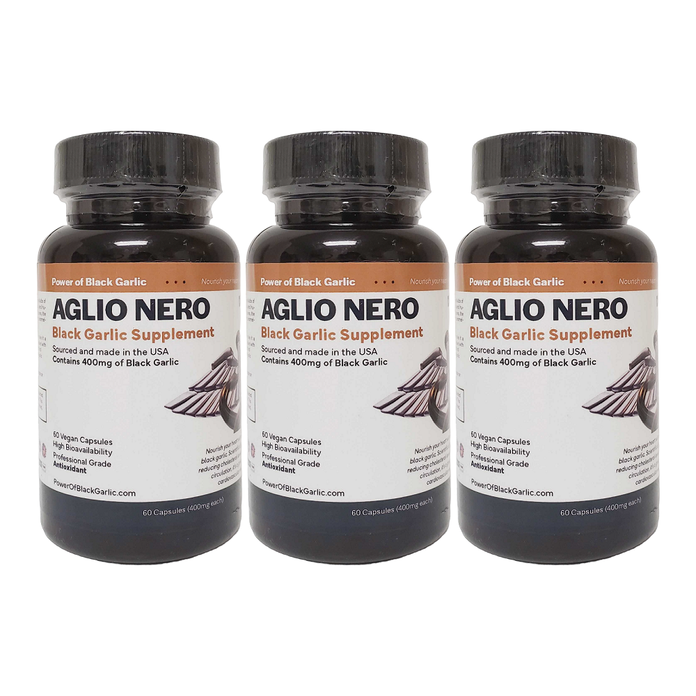 Aglio Nero Black Garlic Supplement, 400mg, 60 ct. Pro Grade Antioxidant