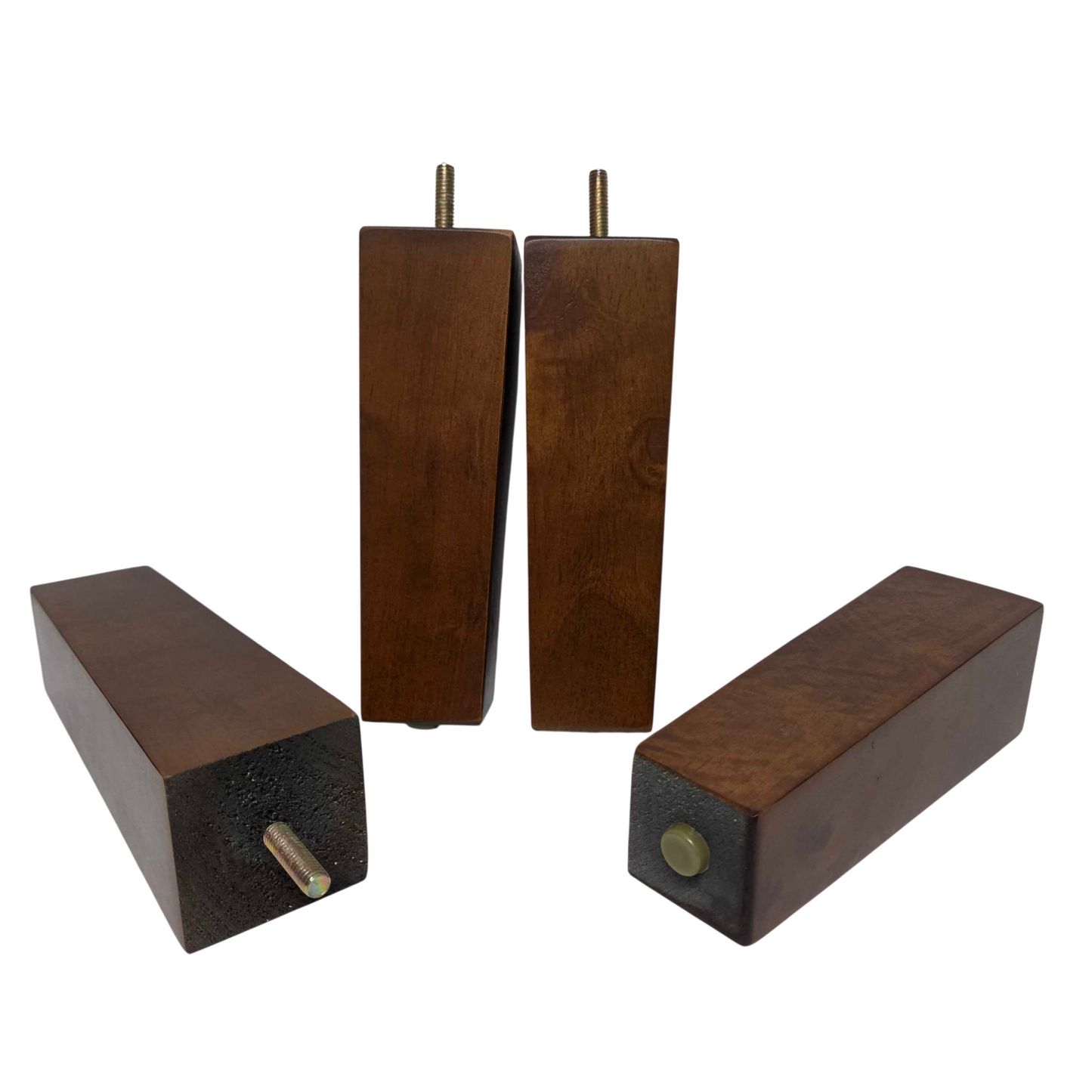 Leg Daddy 7" Walnut Finish Tapered Wood Sofa Leg, Set of 4