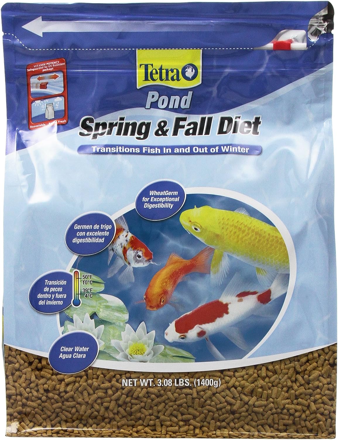 TetraPond Spring and Fall Diet, Pond Fish Food for Goldfish and Koi, 3.08 lb.