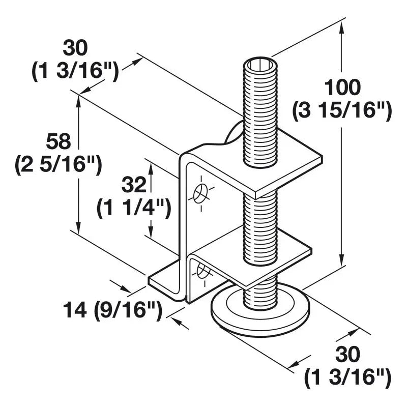 Hafele 637.31.941 Base Leveler with Supporting Bracket, Set of 4 Häfele America Co.