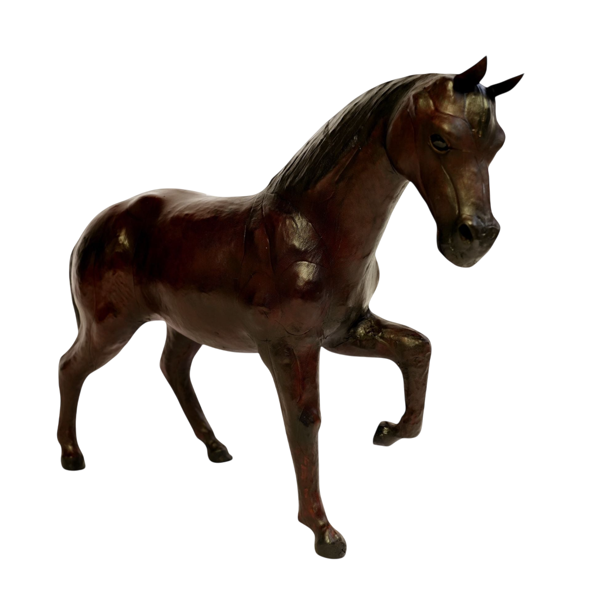 Running Horse Handmade Painted Leather Statue