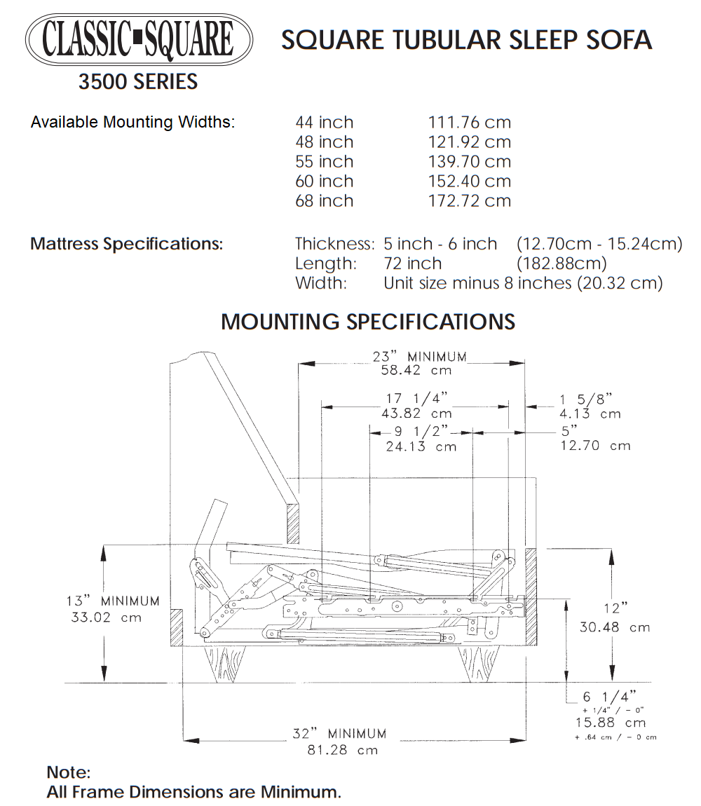 Classic Square 3500 Series HD Replacement Sleeper Sofa Mechanism Repair Kit