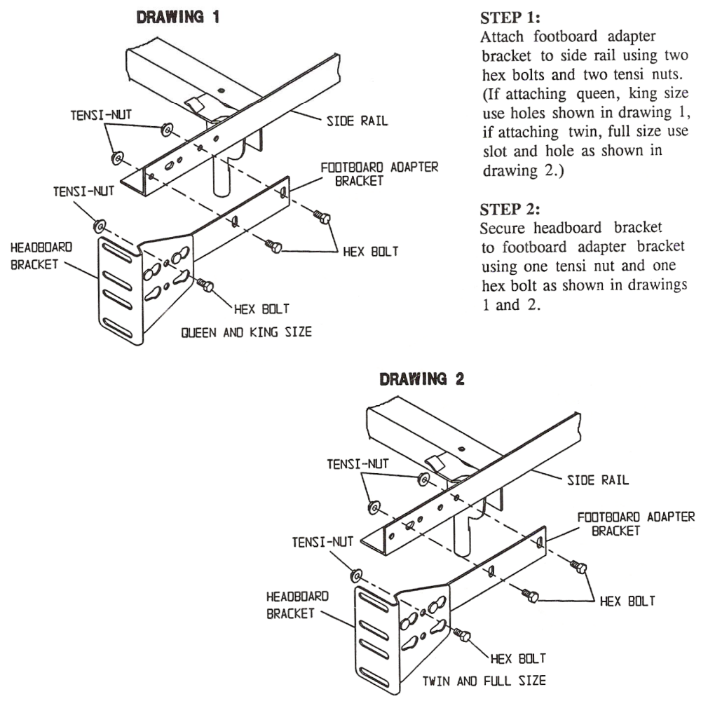 L&P 491028 Footboard Adapter Kit for Restmore Keyhole Bed Frames