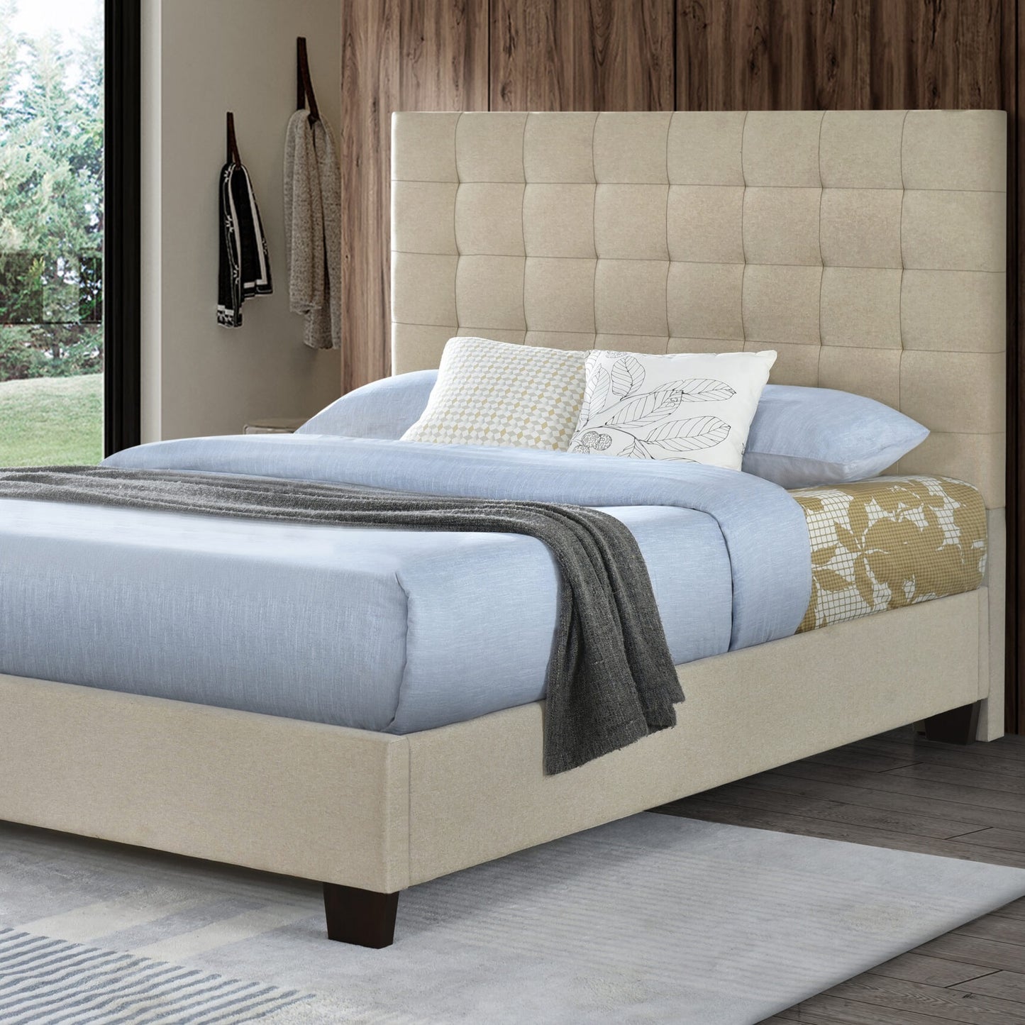 Full/Queen Bed Size Elise Beige Upholstered Bolt-On Headboard