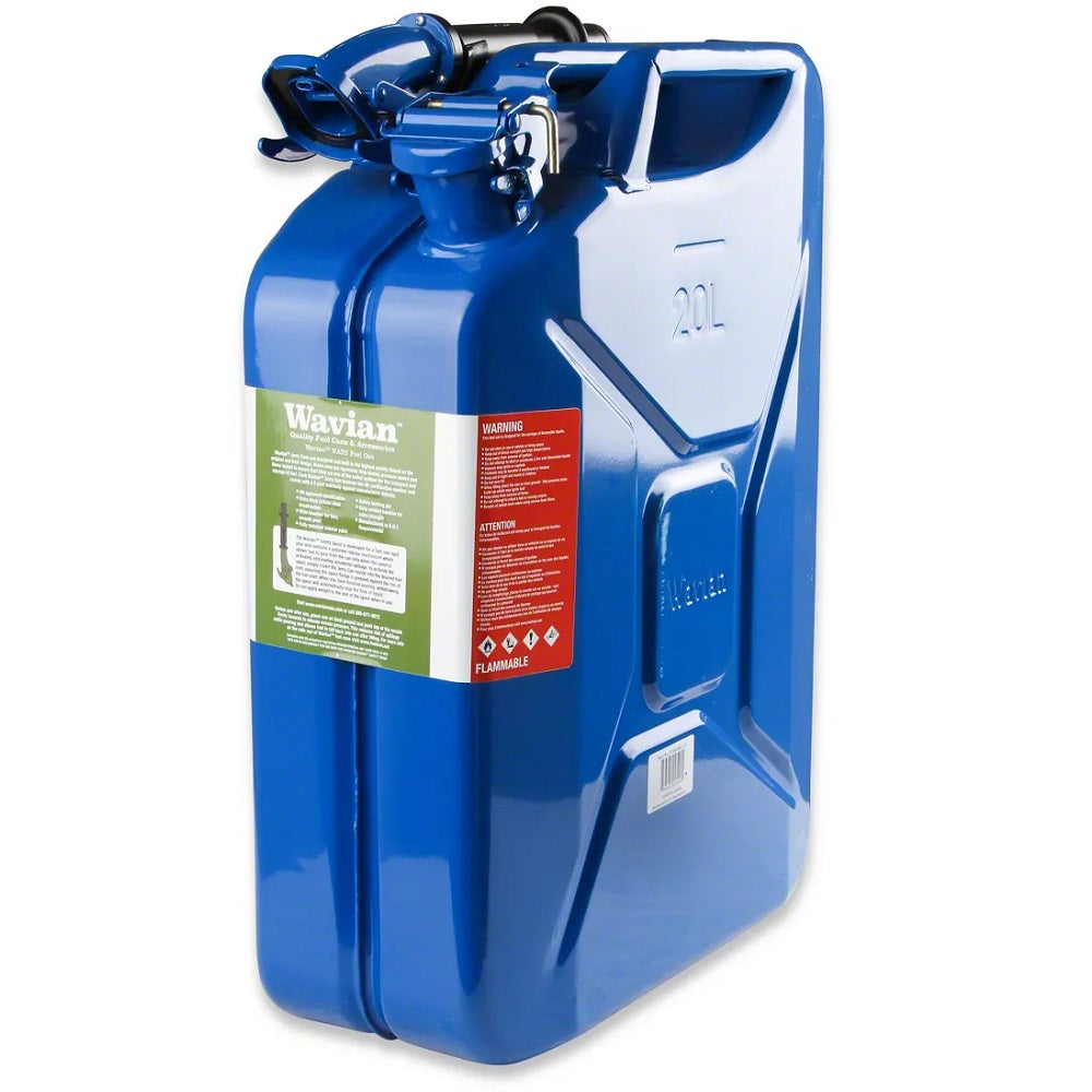 20 Liter Wavian USA Leakproof Steel Jerry Gas Can for Gasoline, Kerosene, Diesel