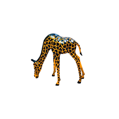 Drinking Giraffe Handmade Painted Leather Statue