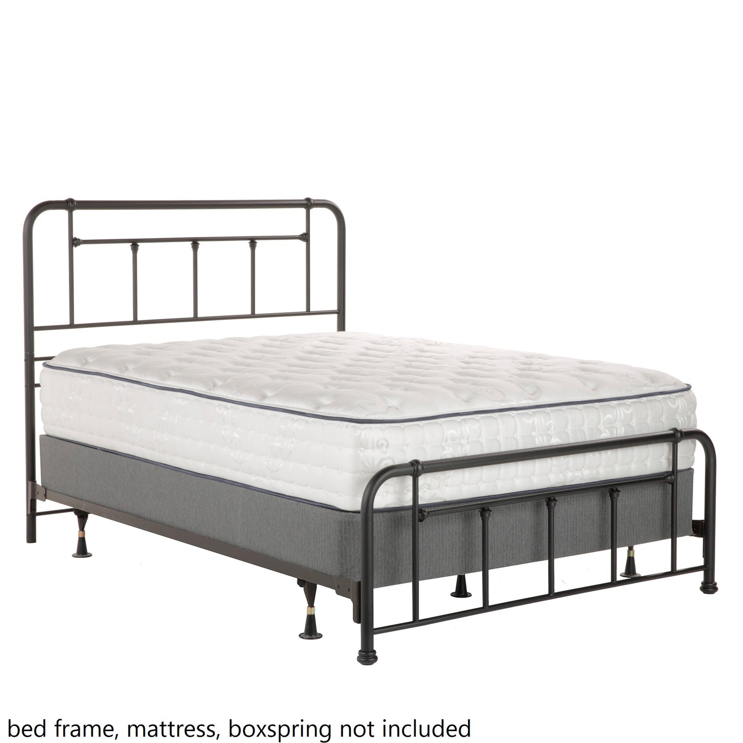 Queen Bed Size Baldwin Textured Black Metal Bolt-On Headboard and Footboard