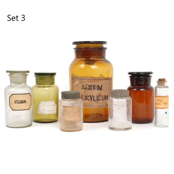 Assorted Found Vintage Glass Apothecary Bottles