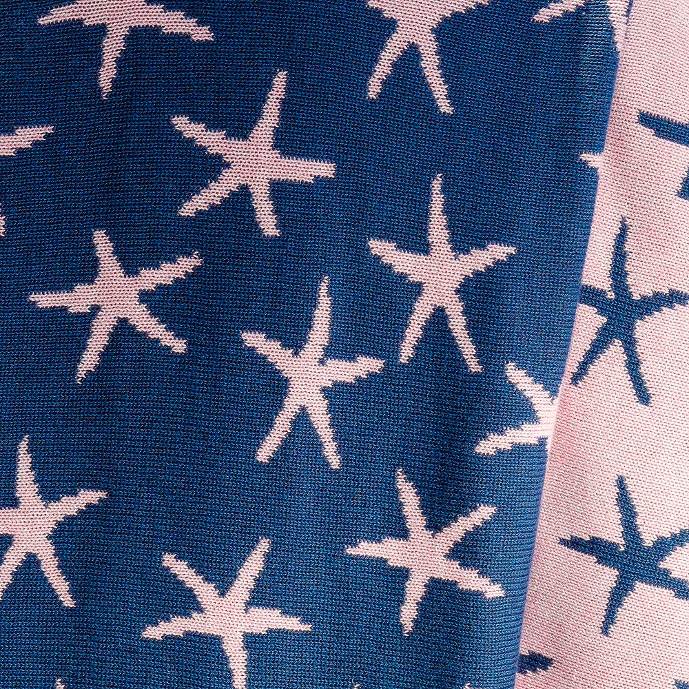 Pink and Navy Starfish Cashmere Throw Blanket 50" x 70"