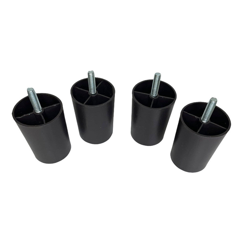 Leg Daddy 3" Black Round HDPE Plastic Sofa Leg, Set of 4 with T-Plates