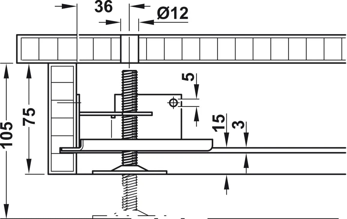 Hafele 637.23.900 Galvanized Steel Base Leveler with Supporting Bracket Hafele