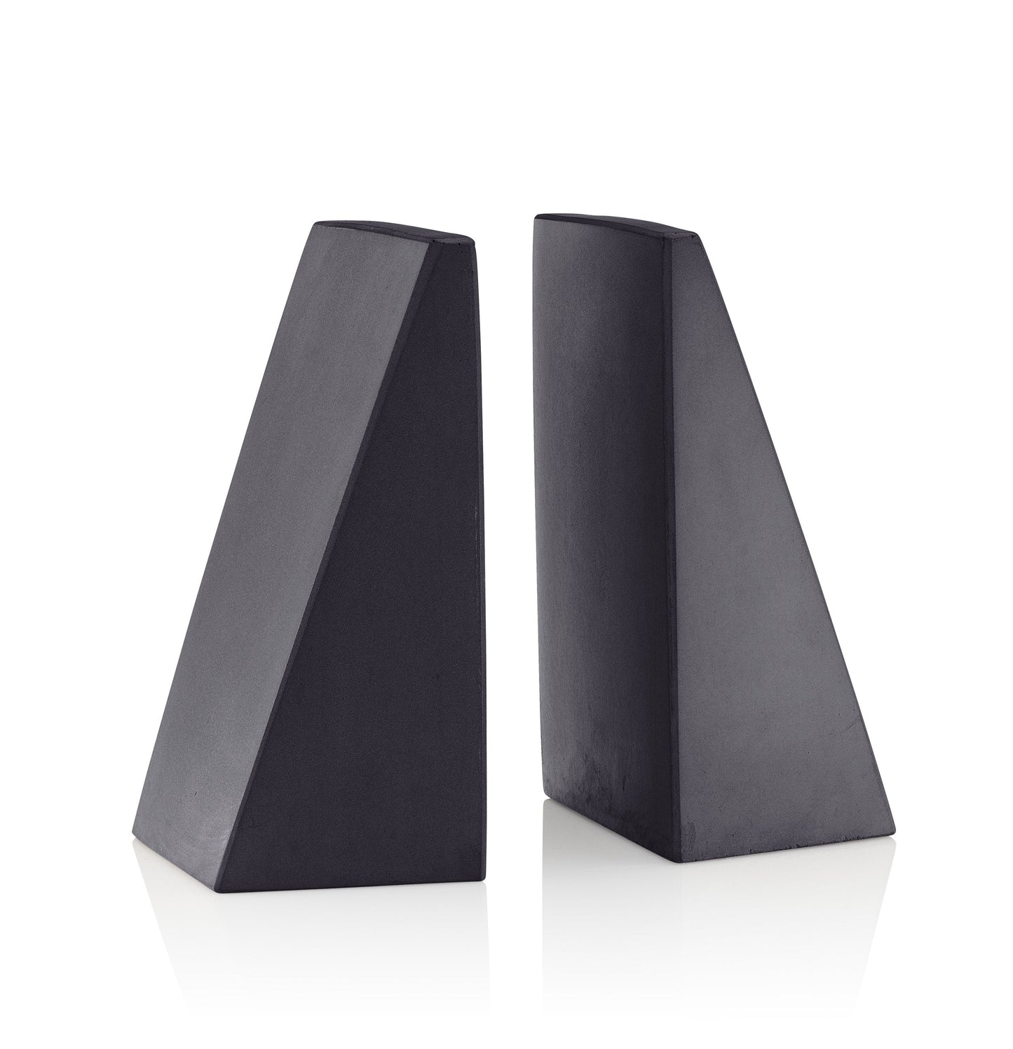 Port Living Company Concrete Black Angular Bookends, Heavy Geometric Decor for Book Shelves, Pair