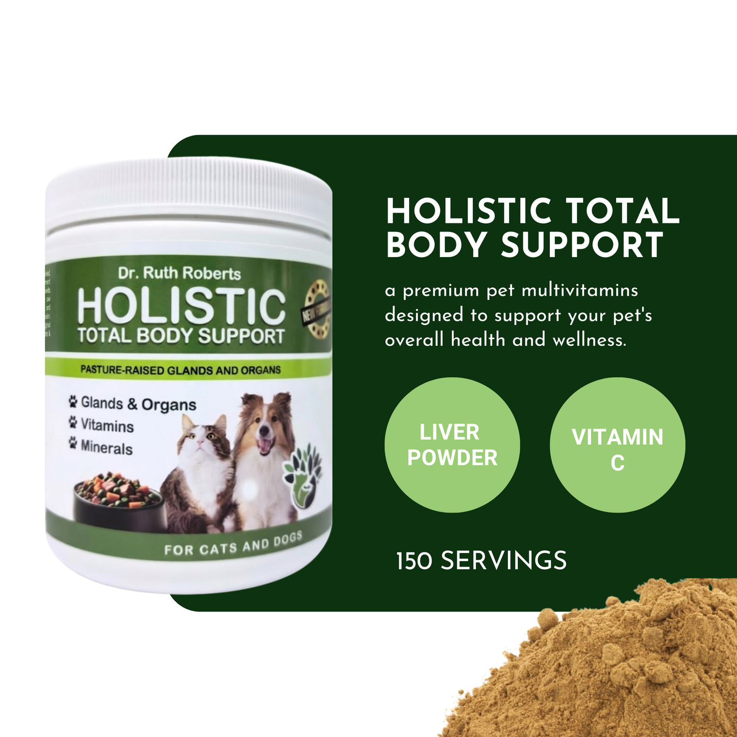 Holistic Total Body Support — Daily Multivitamin & Pasture-Raised Glandular Blend for Dogs & Cats