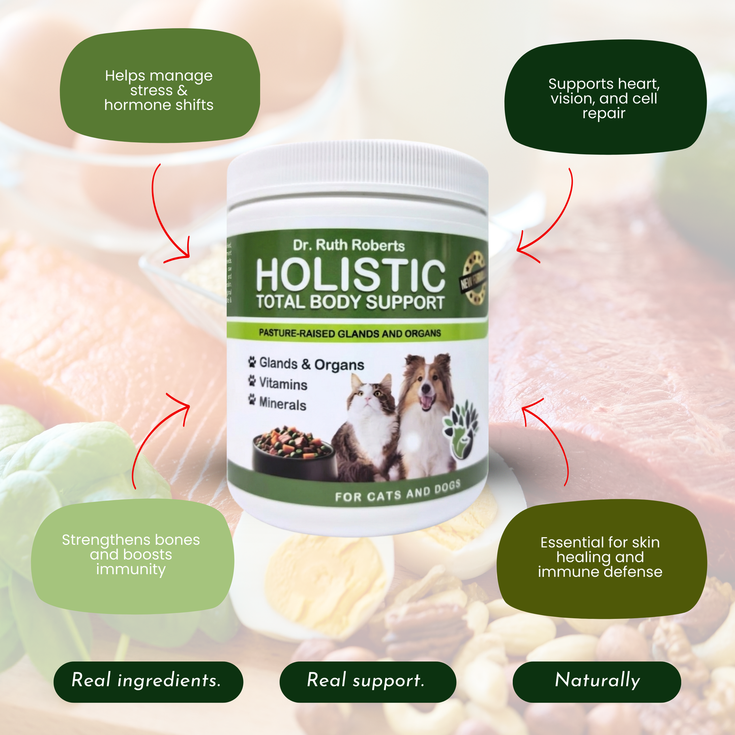 Holistic Total Body Support — Daily Multivitamin & Pasture-Raised Glandular Blend for Dogs & Cats