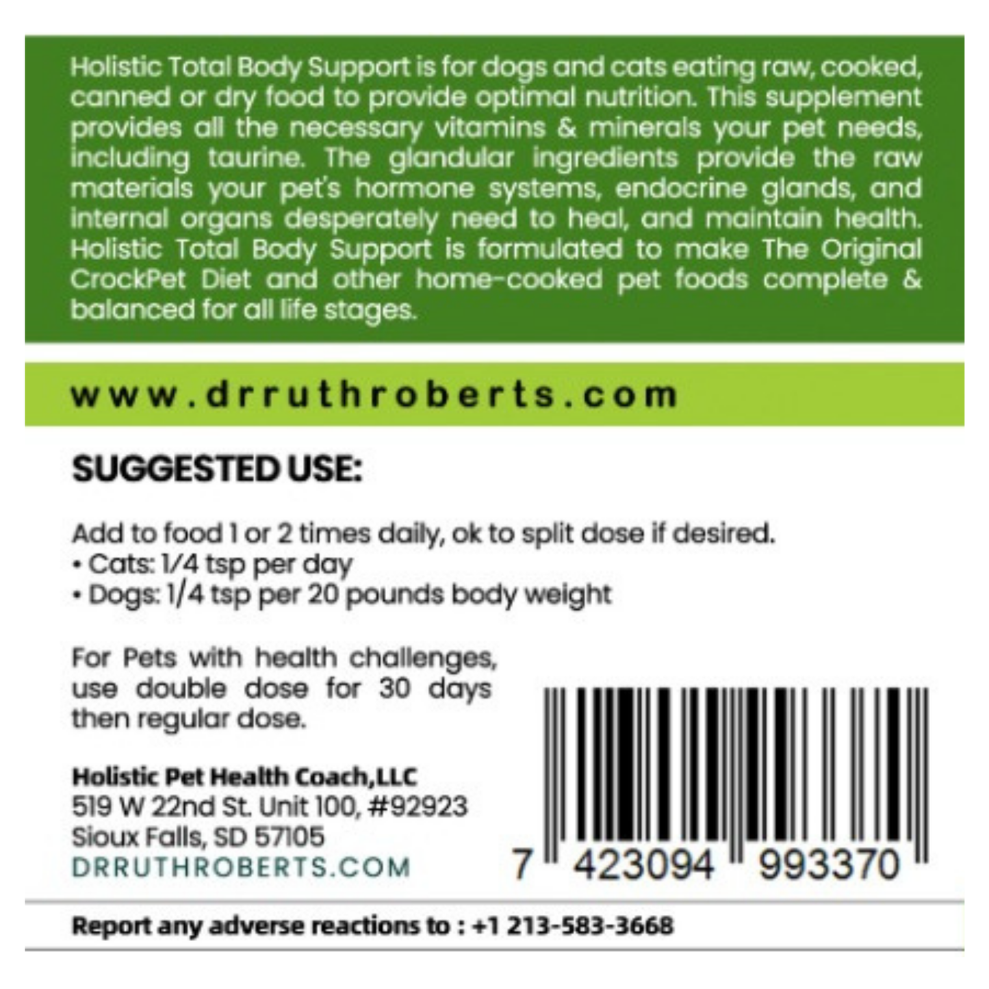 Holistic Total Body Support — Daily Multivitamin & Pasture-Raised Glandular Blend for Dogs & Cats