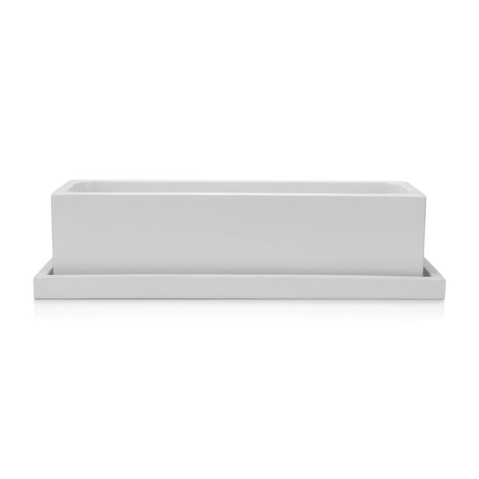 Concrete Rectangle Planter: White