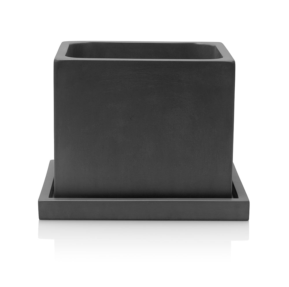 Concrete Square Planter: Charcoal