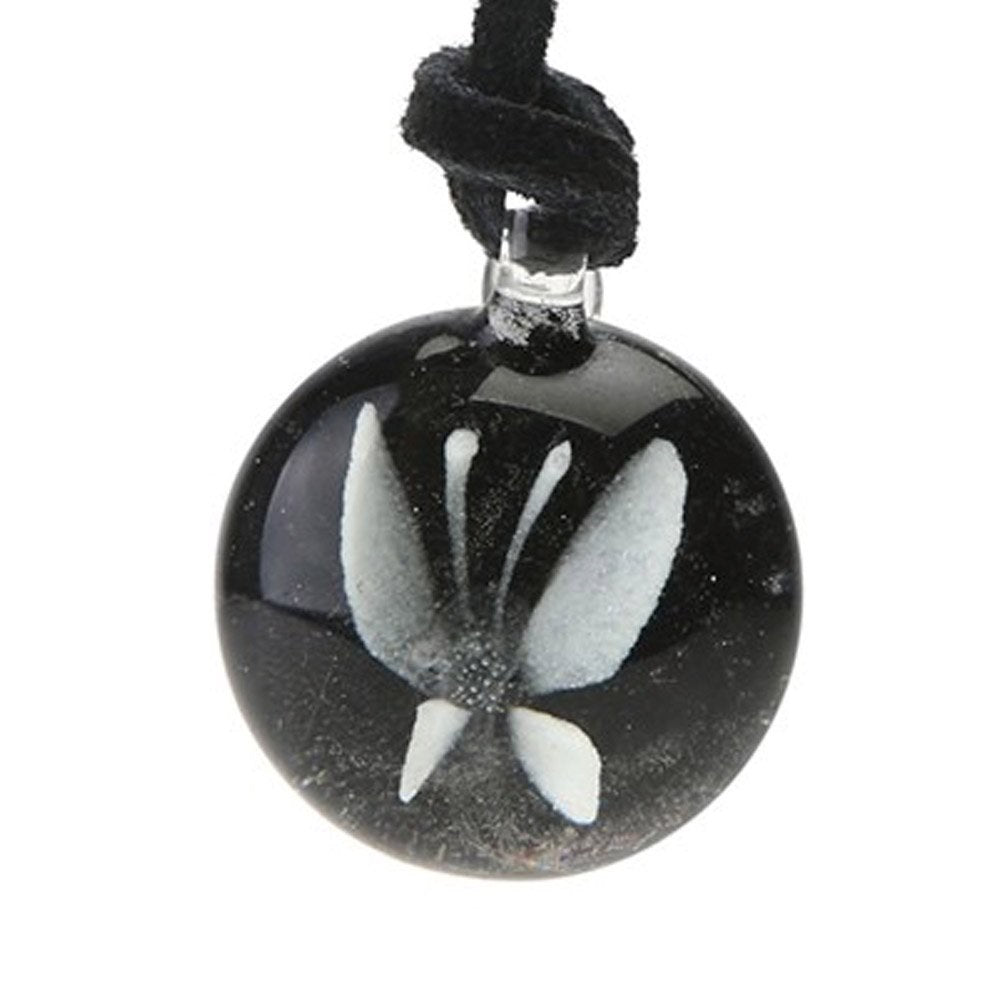 Dynasty Gallery Glass Glow In The Dark White Butterfly Pendant Necklace