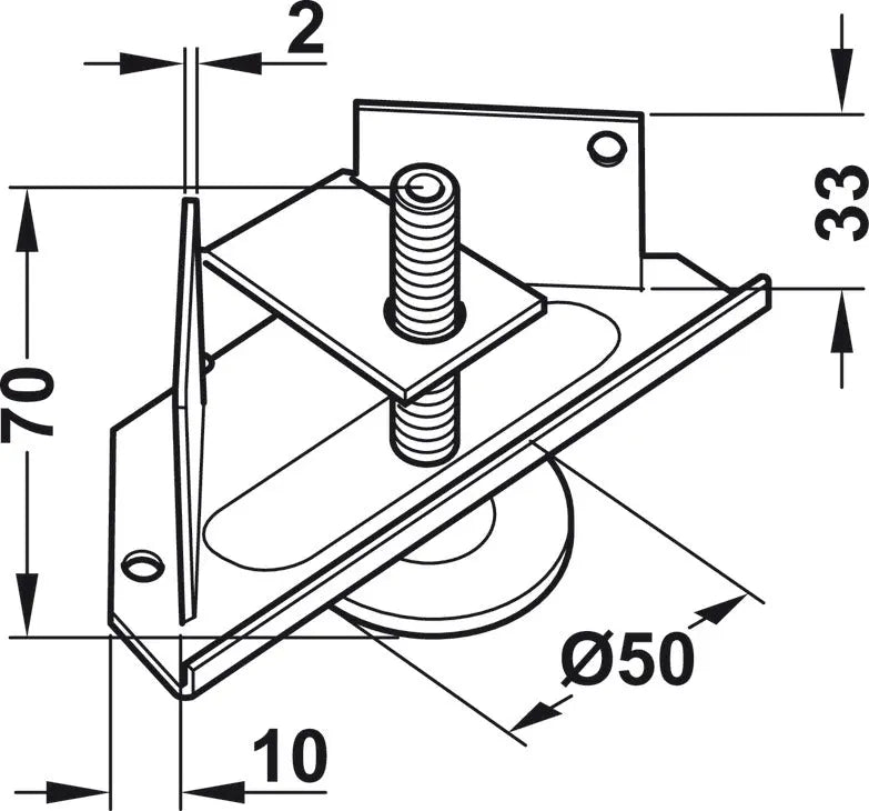 Hafele 637.23.900 Galvanized Steel Base Leveler with Supporting Bracket Hafele