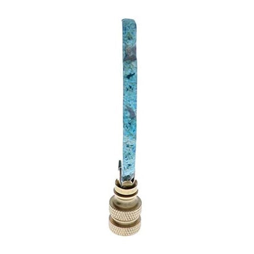 Art Finial Blue Agate Slice with Brass Base, Set of 2, Update Your Lamps!
