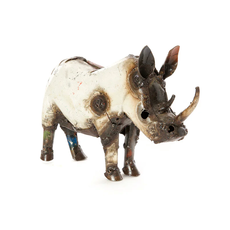 Recycled Oil Drum Rhino Sculpture
