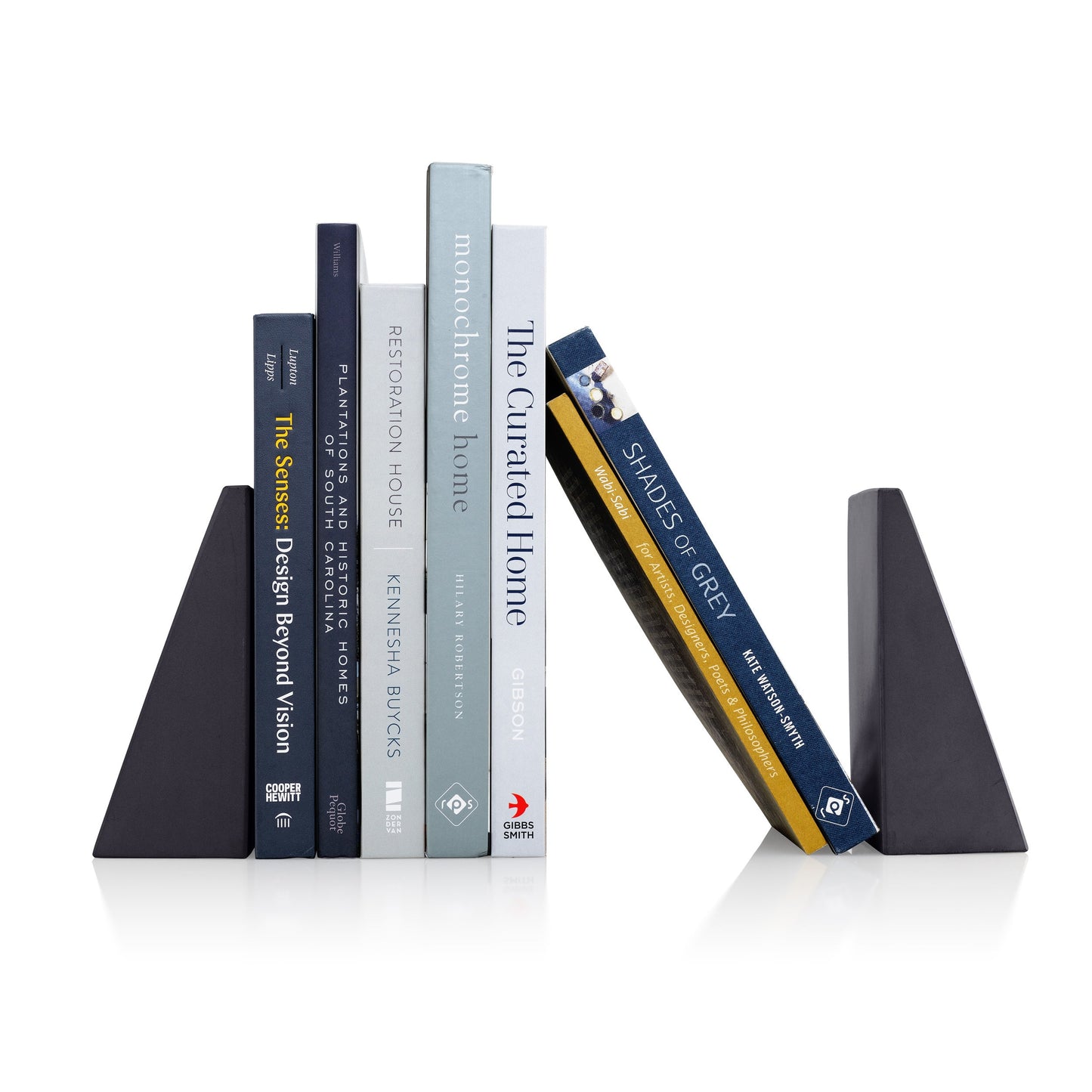 Port Living Company Concrete Black Angular Bookends, Heavy Geometric Decor for Book Shelves, Pair