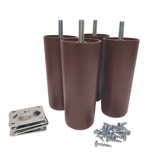 Leg Daddy 5" Round Tapered HDPE Furniture Legs, Set of 4 with T-Plates
