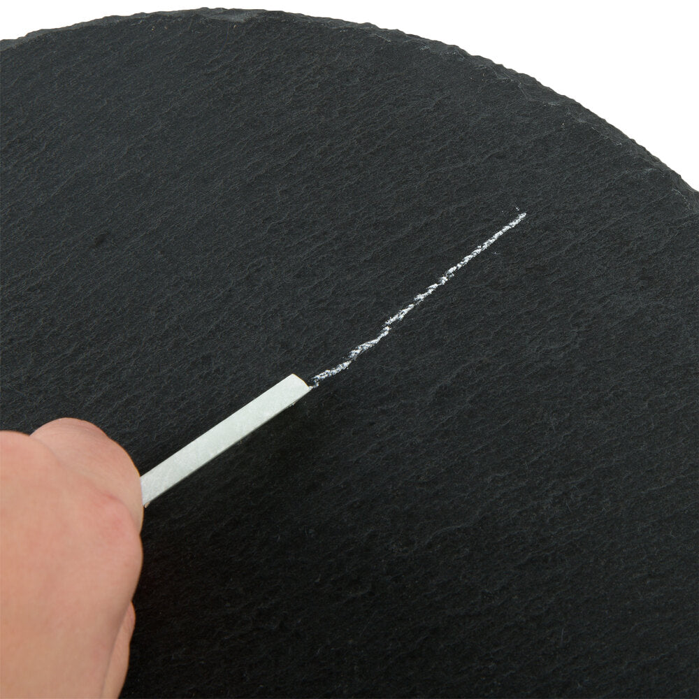 12" Round Black Slate Tray with Soapstone Chalk, Set of 8