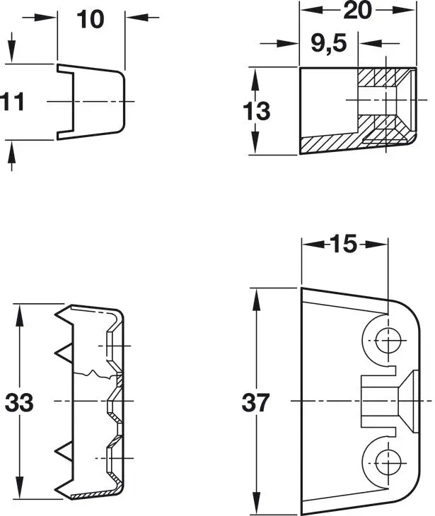 Hafele 262.61.100 White Plastic Cabinet Connector Hafele