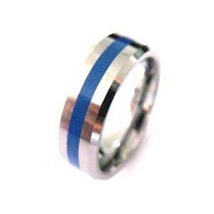 Tungsten Carbide Brotherhood Band Police Thin Blue Line Ring