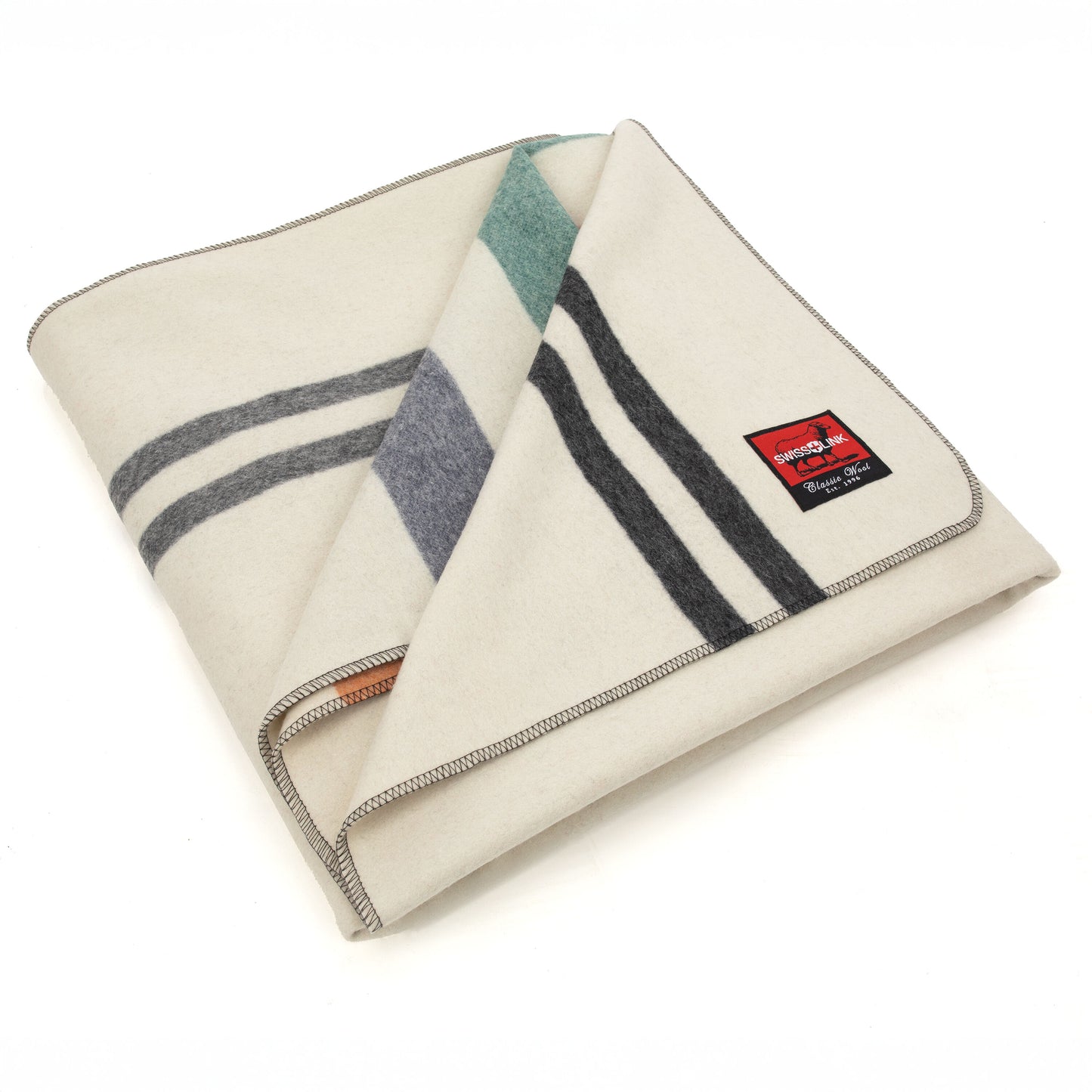 Americana Striped Classic 80% Wool Blanket 84" x 60"