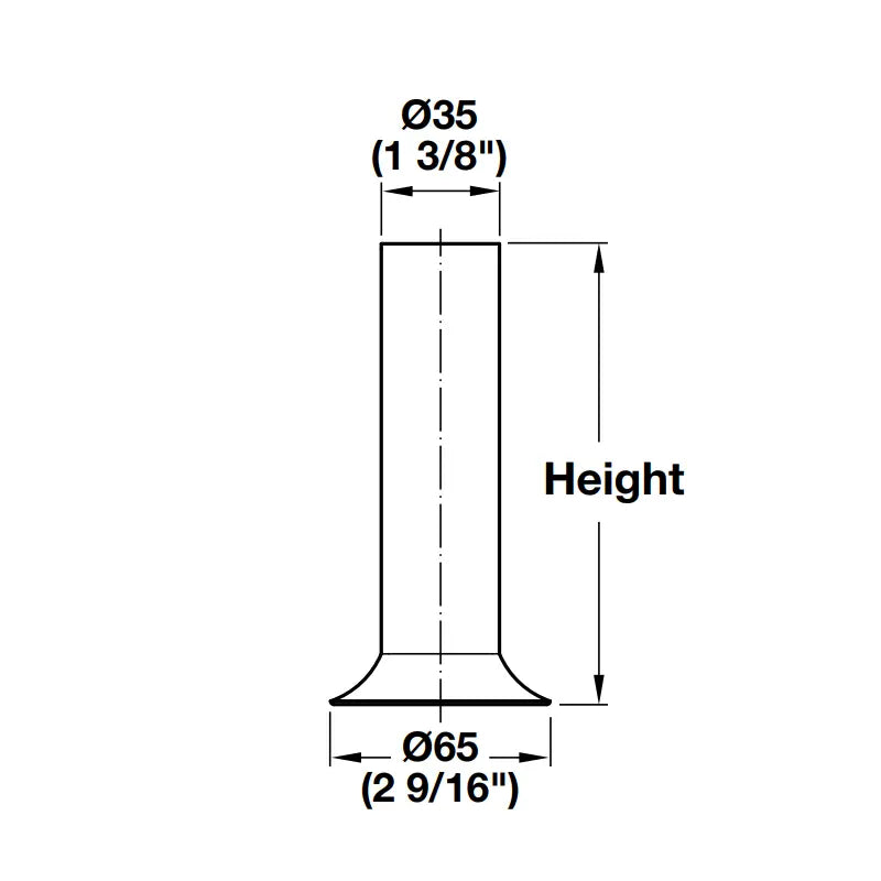 Hafele 634.55.411 Brushed Aluminum 4-1/8" Foot, M8 Hanger Bolt Furniture Leg Häfele America Co.