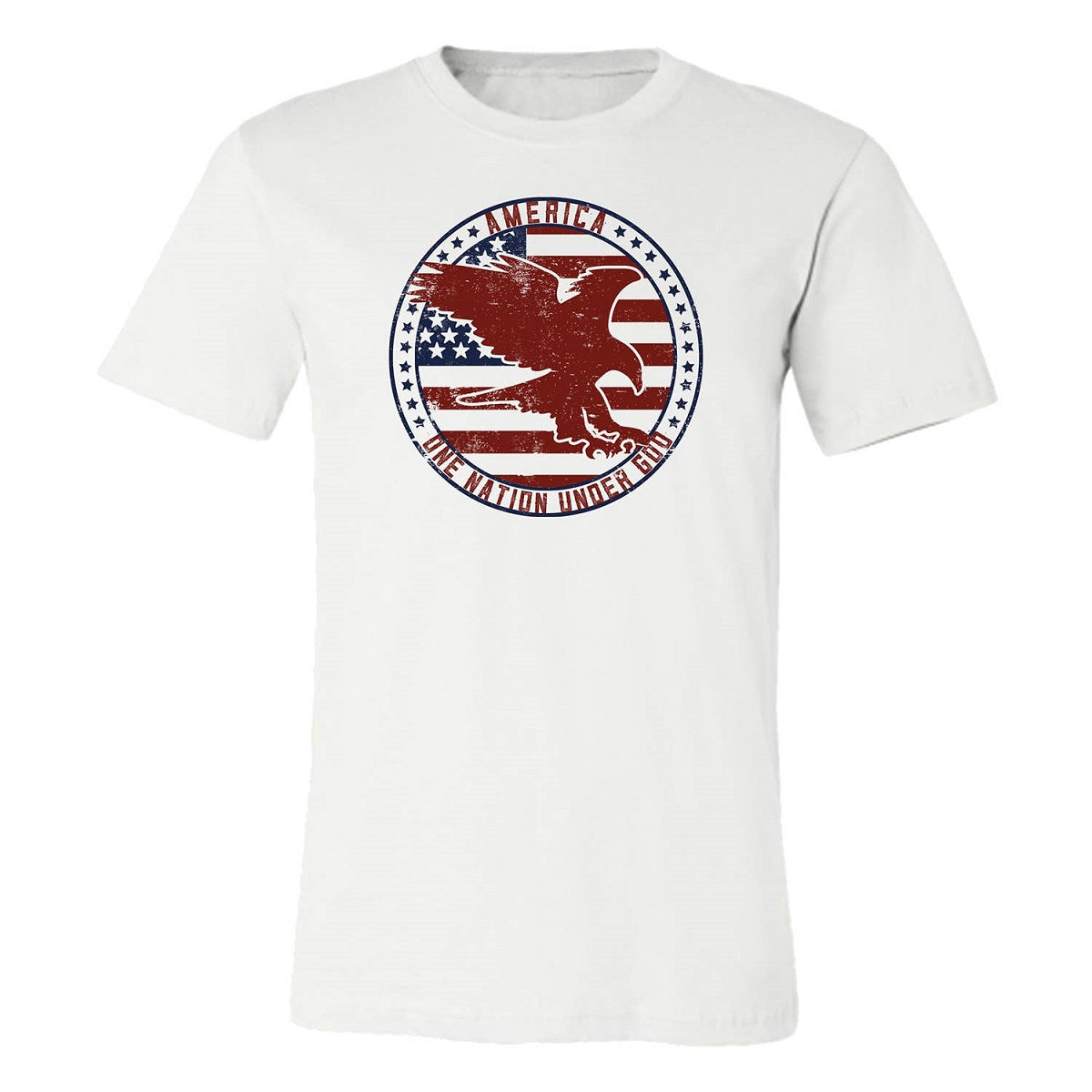 White "One Nation Under God" Short Sleeve Eagle Stamp T-Shirt, Large