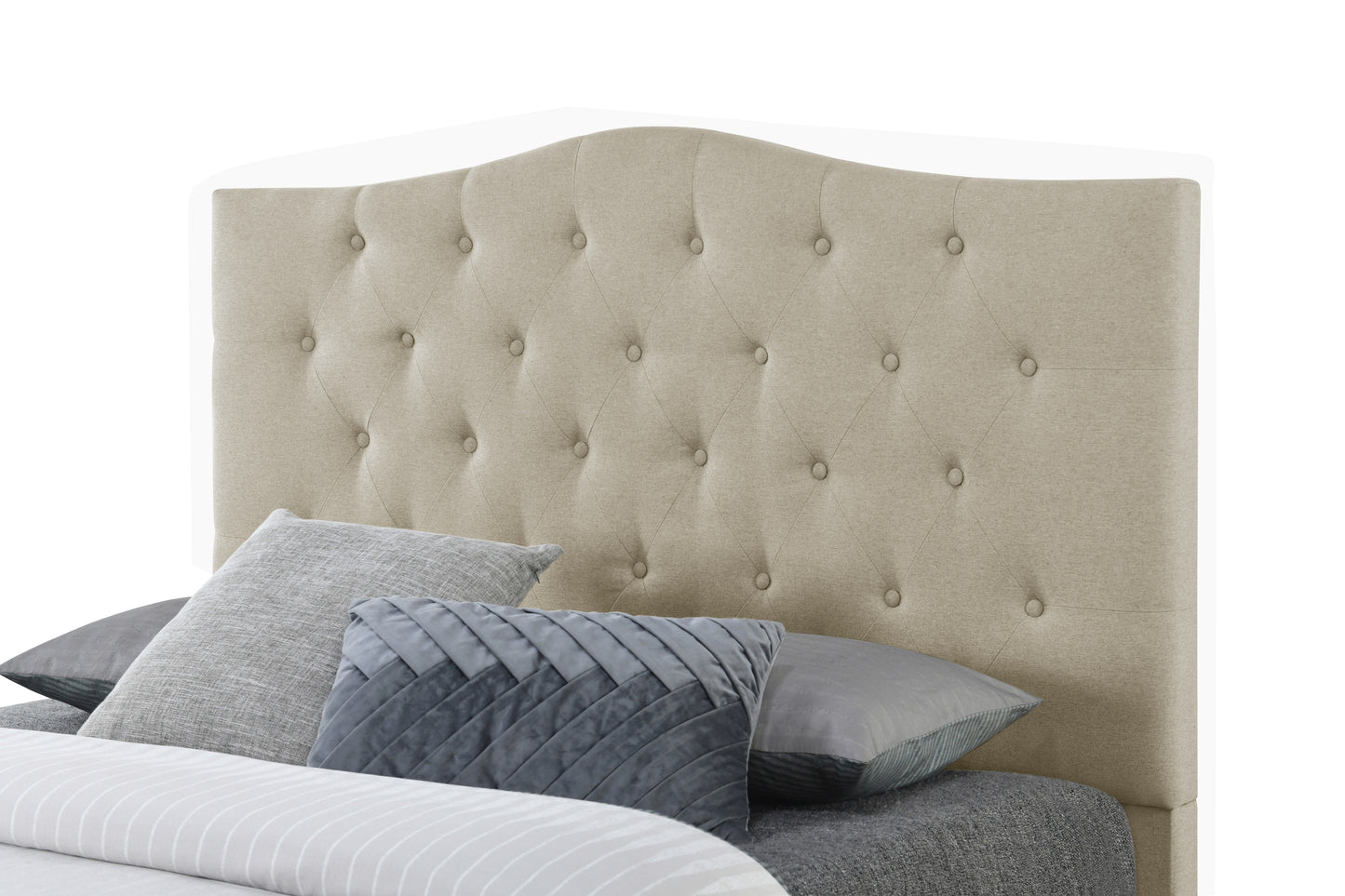 Full/Queen Bed Size Maya Beige Upholstered Bolt-On Headboard