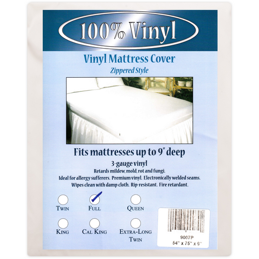 3-Gauge Vinyl Bedding Protector for Full Mattresses or Boxsprings 54"x75"x9"