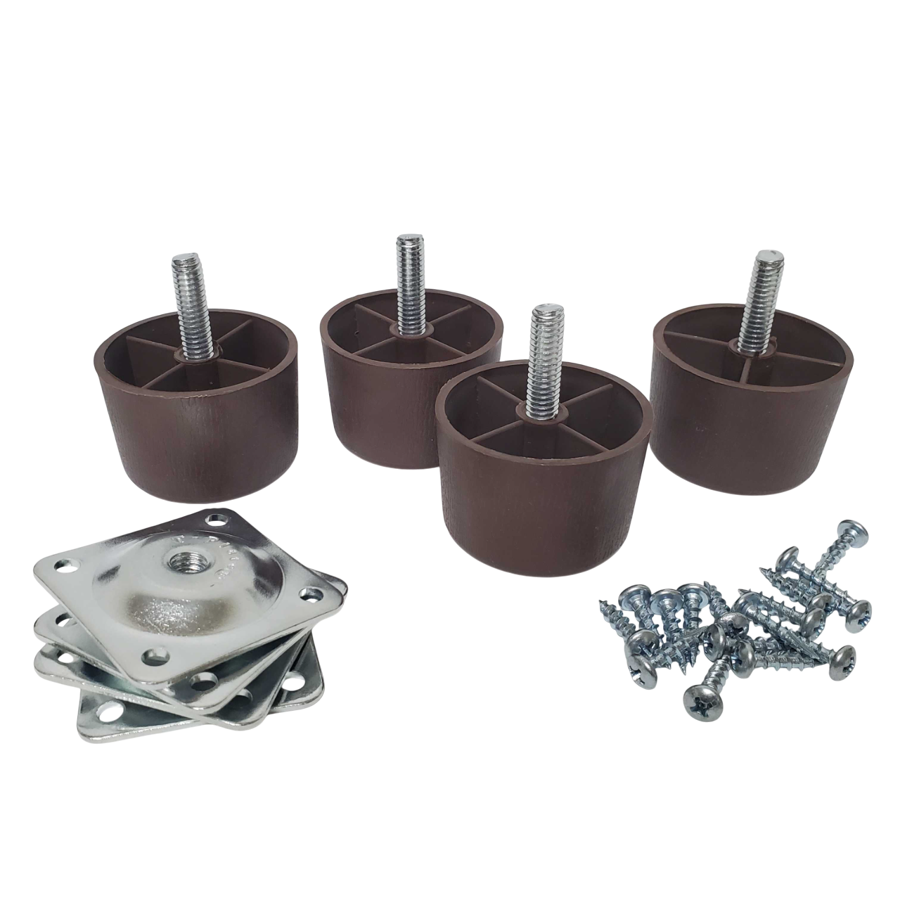 Leg Daddy 1-1/2" Brown Tapered HDPE Plastic Leg, Set of 4 with T-Plates