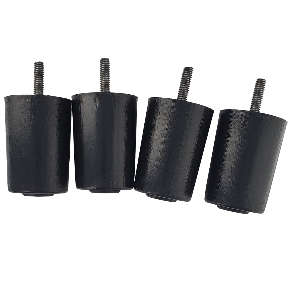 Leg Daddy 3" Black Round HDPE Plastic Sofa Leg, Set of 4 with T-Plates