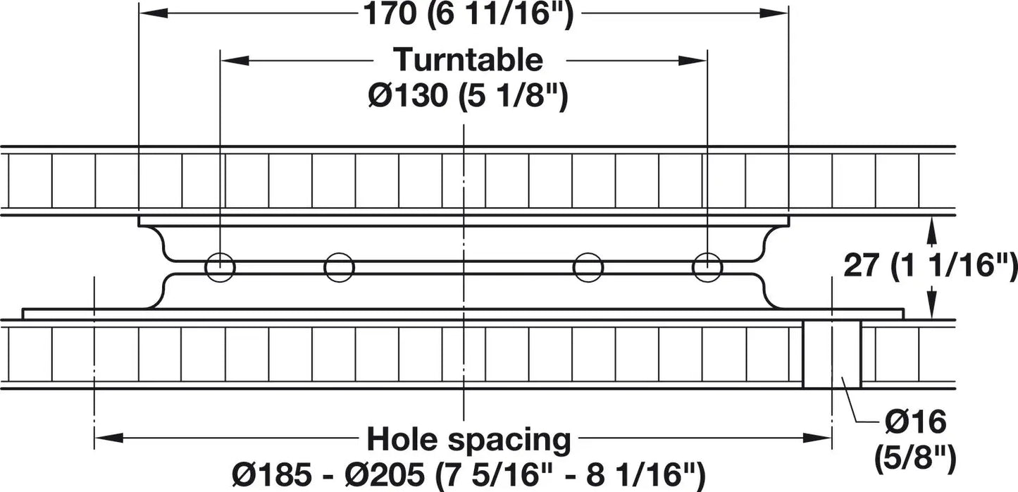 Hafele 646.15.014 Unfinished Steel 360 Degree Turntable, 100 kg, 170mm Hafele