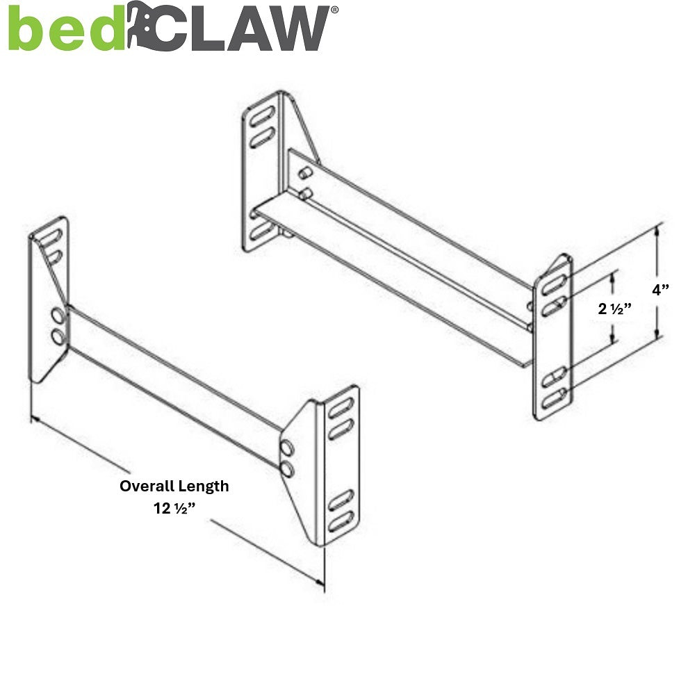 Short Steel Bolt-On Bed Rails for Headboard/Footboard Storage or Retail Display