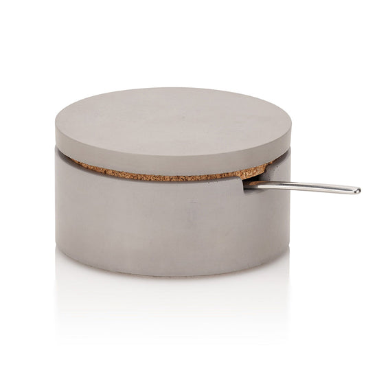 Concrete Salt Cellar with Spoon: Gray