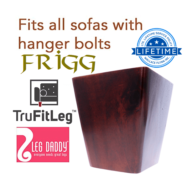 Leg Daddy TruFitLeg FRIGG 4" Dark Finish Square Tapered Wooden Sofa Legs, Fits on All Furniture with Hanger Bolt Attachments