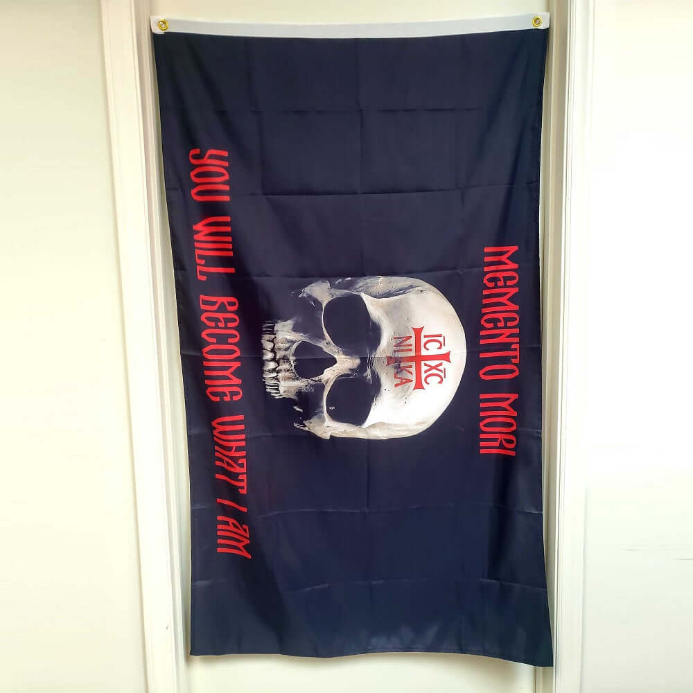 Flags Unfurled Memento Mori You Will Become What I Am IC XC NIKA - 3’ x 5’ Flag